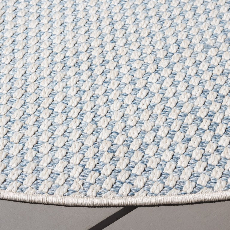 Safavieh Sisal Look Round Polypropylene Area Rug Woven Blue Ivory Geometric Indoor Outdoor SAW460M-8R