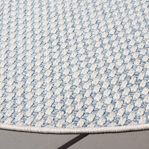 Safavieh Sisal Look Round Polypropylene Area Rug Woven Blue Ivory Geometric Indoor Outdoor SAW460M-8R