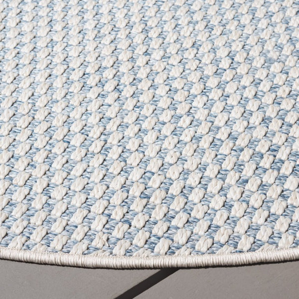 Safavieh Sisal Look Round Polypropylene Area Rug Woven Blue Ivory Geometric Indoor Outdoor SAW460M-8R
