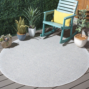 Safavieh Sisal Look Round Polypropylene Area Rug Woven Blue Ivory Geometric Indoor Outdoor SAW460M-8R