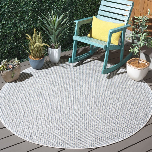 Safavieh Sisal Look Round Polypropylene Area Rug Woven Blue Ivory Geometric Indoor Outdoor SAW460M-8R