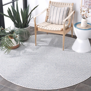 Safavieh Sisal Look Round Polypropylene Area Rug Woven Blue Ivory Geometric Indoor Outdoor SAW460M-8R