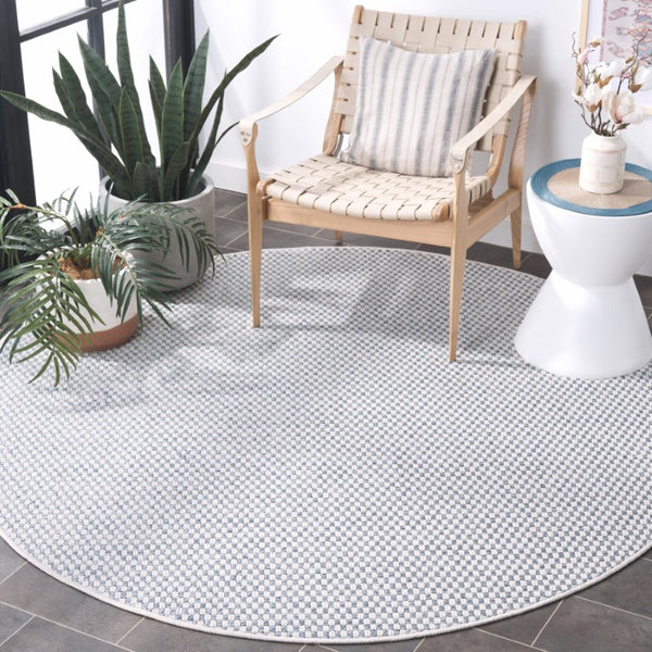 Safavieh Sisal Look Round Polypropylene Area Rug Woven Blue Ivory Geometric Indoor Outdoor SAW460M-8R