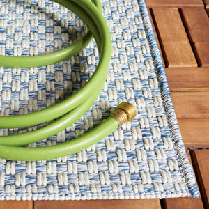 Safavieh Sisal Inspired Power Loomed Polypropylene Rug Coastal Blue Ivory Square Living Room SAW460M-8SQ