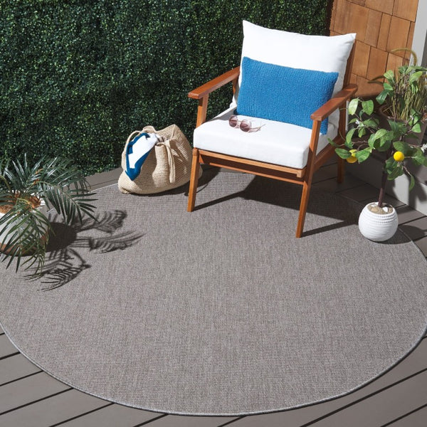 Safavieh Sisal All Weather Round Grey Polypropylene Rug Power Loomed for Living Rooms SAW642F-8R
