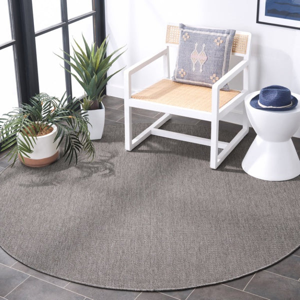 Safavieh Sisal All Weather Round Grey Polypropylene Rug Power Loomed for Living Rooms SAW642F-8R