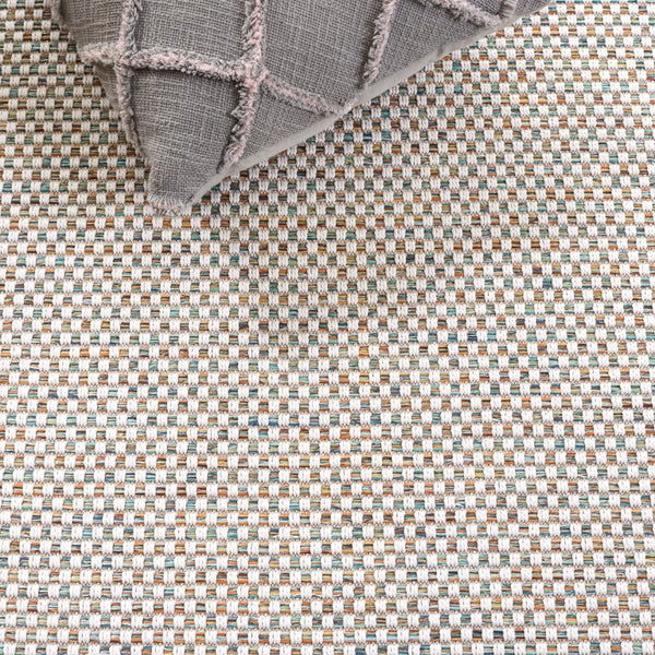 Safavieh Sisal Inspired Polypropylene Area Rug Low Pile Neutral Texture for Living Room Ivory / Aqua Orange SAW644J-9