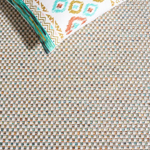 Safavieh Sisal Inspired Polypropylene Area Rug Low Pile Neutral Texture for Living Room Ivory / Aqua Orange SAW644J-9