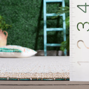 Safavieh Sisal Inspired Polypropylene Area Rug Low Pile Neutral Texture for Living Room Ivory / Aqua Orange SAW644J-9