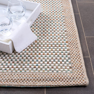 Safavieh Sisal Inspired Polypropylene Area Rug Low Pile Neutral Texture for Living Room Ivory / Aqua Orange SAW644J-9
