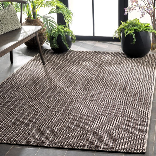 Safavieh Sisal Inspired All Weather Indoor Outdoor Area Rug Coastal Farmhouse Living Room Accent Black SAW648Z-6