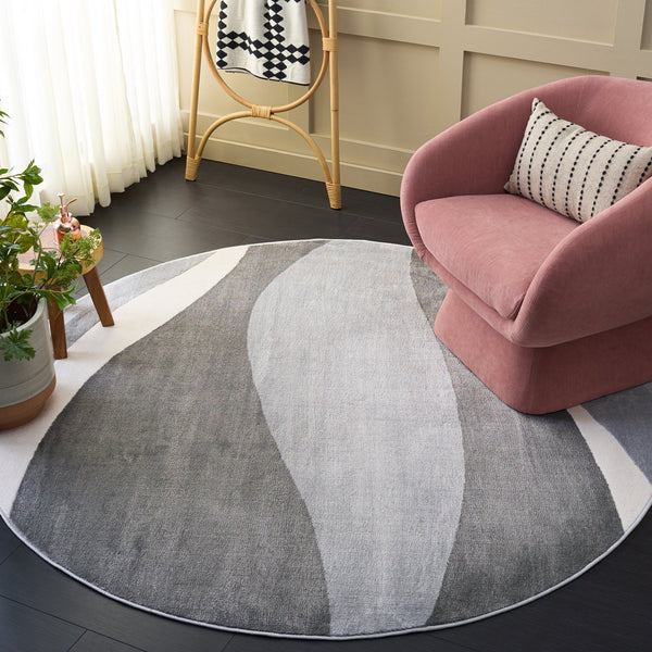 Safavieh Saylor Contemporary Grey Ivory Area Rug — Power-Loomed In Turkey, Low-Profile Durable Comfort 6'-3" x 6'-3" SAY138F-6SQ