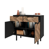 Liam Sideboard in Black and Brown Wood SB-311AMC248 Manhattan Comfort