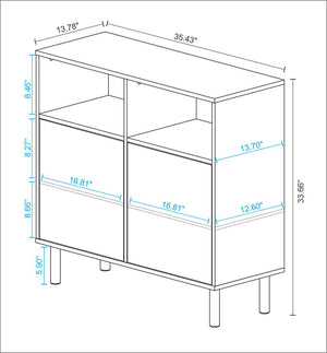 Retro Sideboard in White and Multi Color Red, Yellow, Blue SB-313AMC132 Manhattan Comfort