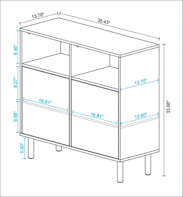 Retro Sideboard in White and Multi Color Red, Yellow, Blue SB-313AMC132 Manhattan Comfort