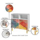 Retro Sideboard in White and Multi Color Red, Yellow, Blue SB-313AMC132 Manhattan Comfort