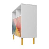 Retro Sideboard in White and Multi Color Red, Yellow, Blue SB-313AMC132 Manhattan Comfort