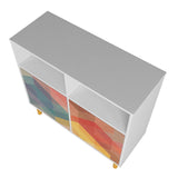 Retro Sideboard in White and Multi Color Red, Yellow, Blue SB-313AMC132 Manhattan Comfort