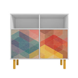 Retro Sideboard in White and Multi Color Red, Yellow, Blue SB-313AMC132 Manhattan Comfort