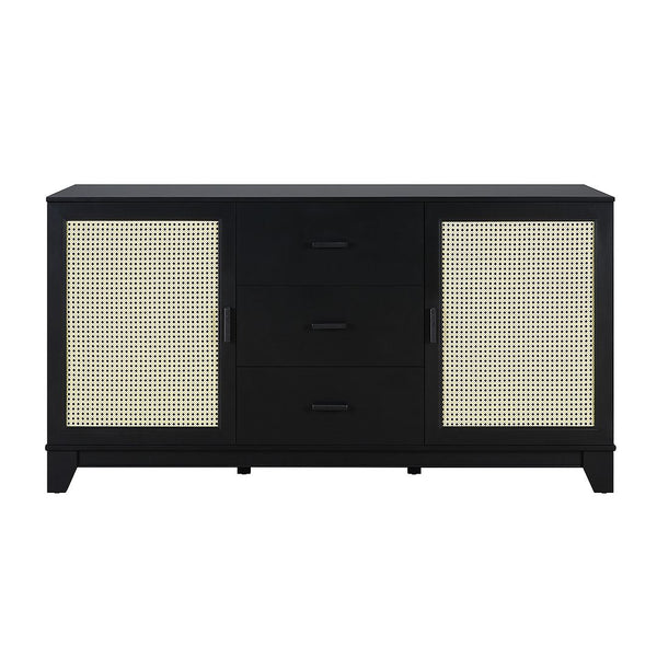 Manhattan Comfort Sheridan Mid-Century Modern Sideboard Cabinet Black SB-4GLF-BK