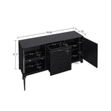 Manhattan Comfort Sheridan Mid-Century Modern Sideboard Cabinet Black SB-4GLF-BK