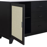 Manhattan Comfort Sheridan Mid-Century Modern Sideboard Cabinet Black SB-4GLF-BK