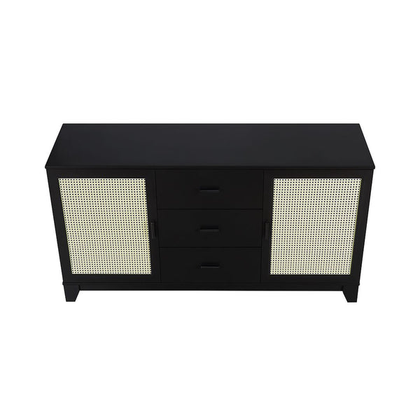 Manhattan Comfort Sheridan Mid-Century Modern Sideboard Cabinet Black SB-4GLF-BK