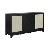 Manhattan Comfort Sheridan Mid-Century Modern Sideboard Cabinet Black SB-4GLF-BK