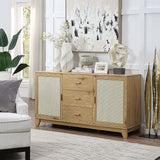 Manhattan Comfort Sheridan Mid-Century Modern Sideboard Cabinet Nature SB-4GLF-NA