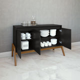 Manhattan Comfort Gales Mid-Century Modern Sideboard Matte Black SB-62676-BK