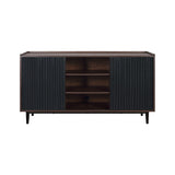 Manhattan Comfort Duane Mid-Century Modern Sideboard Dark Brown and Black SB-9GLF-BK