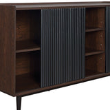 Manhattan Comfort Duane Mid-Century Modern Sideboard Dark Brown and Black SB-9GLF-BK