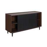 Manhattan Comfort Duane Mid-Century Modern Sideboard Dark Brown and Black SB-9GLF-BK