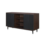 Manhattan Comfort Duane Mid-Century Modern Sideboard Dark Brown and Black SB-9GLF-BK