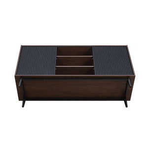 Manhattan Comfort Duane Mid-Century Modern Sideboard Dark Brown and Black SB-9GLF-BK