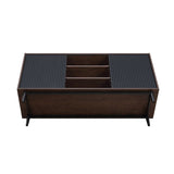 Manhattan Comfort Duane Mid-Century Modern Sideboard Dark Brown and Black SB-9GLF-BK