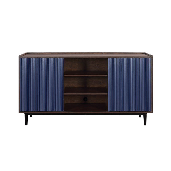 Manhattan Comfort Duane Mid-Century Modern Sideboard Dark Brown and Navy Blue SB-9GLF-NB