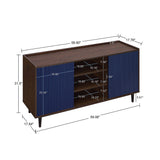 Manhattan Comfort Duane Mid-Century Modern Sideboard Dark Brown and Navy Blue SB-9GLF-NB