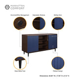 Manhattan Comfort Duane Mid-Century Modern Sideboard Dark Brown and Navy Blue SB-9GLF-NB