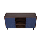 Manhattan Comfort Duane Mid-Century Modern Sideboard Dark Brown and Navy Blue SB-9GLF-NB