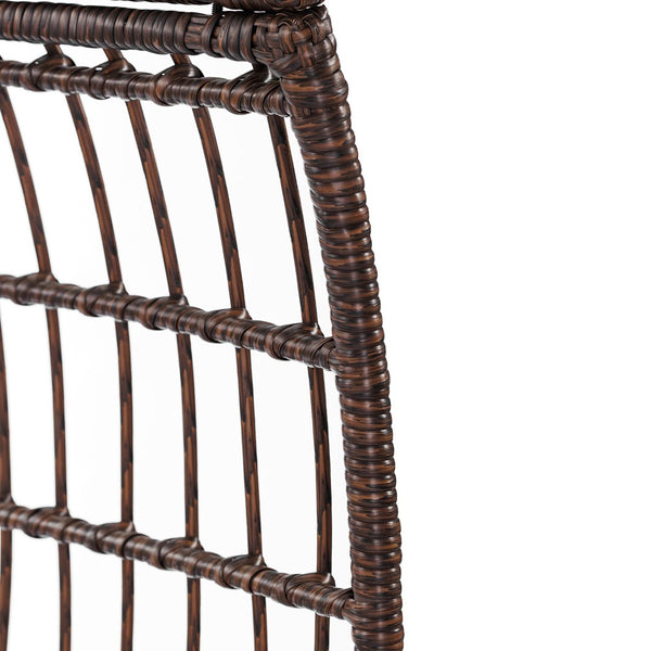 English Elm Zola Oversized Wicker Egg Swivel Lounge Chair with Cushions for Stylish Comfort in Any Space Cream Cushions/Brown Frame SB-C-335-BR-CR-GG