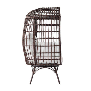 English Elm Zola Oversized Wicker Egg Swivel Lounge Chair with Cushions for Stylish Comfort in Any Space Cream Cushions/Brown Frame SB-C-335-BR-CR-GG