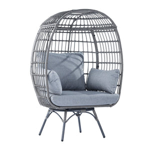 English Elm Zola Oversized Wicker Egg Swivel Lounge Chair with Cushions for Stylish Comfort in Any Space Gray Cushions/Gray Frame SB-C-335-GY-GY-GG