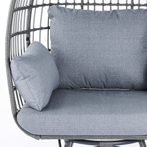 English Elm Zola Oversized Wicker Egg Swivel Lounge Chair with Cushions for Stylish Comfort in Any Space Gray Cushions/Gray Frame SB-C-335-GY-GY-GG