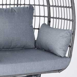 English Elm Zola Oversized Wicker Egg Swivel Lounge Chair with Cushions for Stylish Comfort in Any Space Gray Cushions/Gray Frame SB-C-335-GY-GY-GG