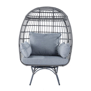 English Elm Zola Oversized Wicker Egg Swivel Lounge Chair with Cushions for Stylish Comfort in Any Space Gray Cushions/Gray Frame SB-C-335-GY-GY-GG