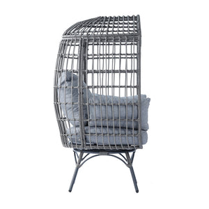 English Elm Zola Oversized Wicker Egg Swivel Lounge Chair with Cushions for Stylish Comfort in Any Space Gray Cushions/Gray Frame SB-C-335-GY-GY-GG