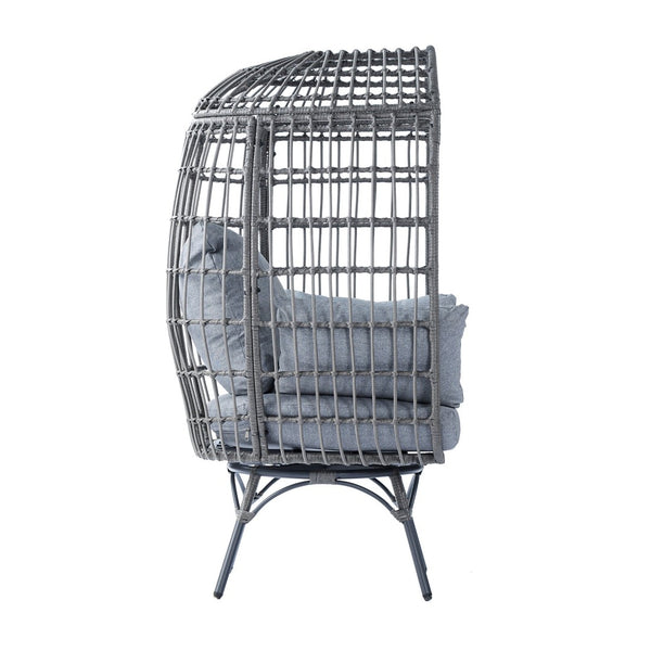 English Elm Zola Oversized Wicker Egg Swivel Lounge Chair with Cushions for Stylish Comfort in Any Space Gray Cushions/Gray Frame SB-C-335-GY-GY-GG