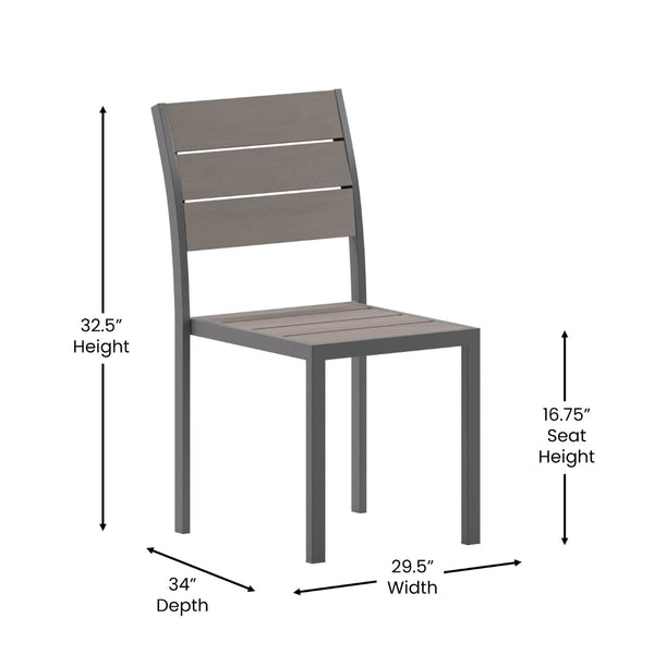 English Elm Finch Commercial Grade Armless Patio Chair - Durable Stackable Seating for Outdoor & Indoor Use Gray SB-CA108-GRY-GG