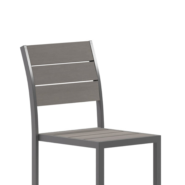 English Elm Finch Commercial Grade Armless Patio Chair - Durable Stackable Seating for Outdoor & Indoor Use Gray SB-CA108-GRY-GG